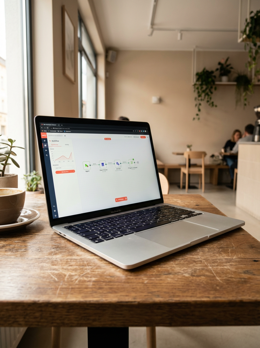 Freelancerin am Schreibtisch trifft Entscheidungen mit Fokus
